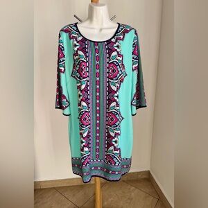 Pink Owl Teal and Pink Patterned Tunic